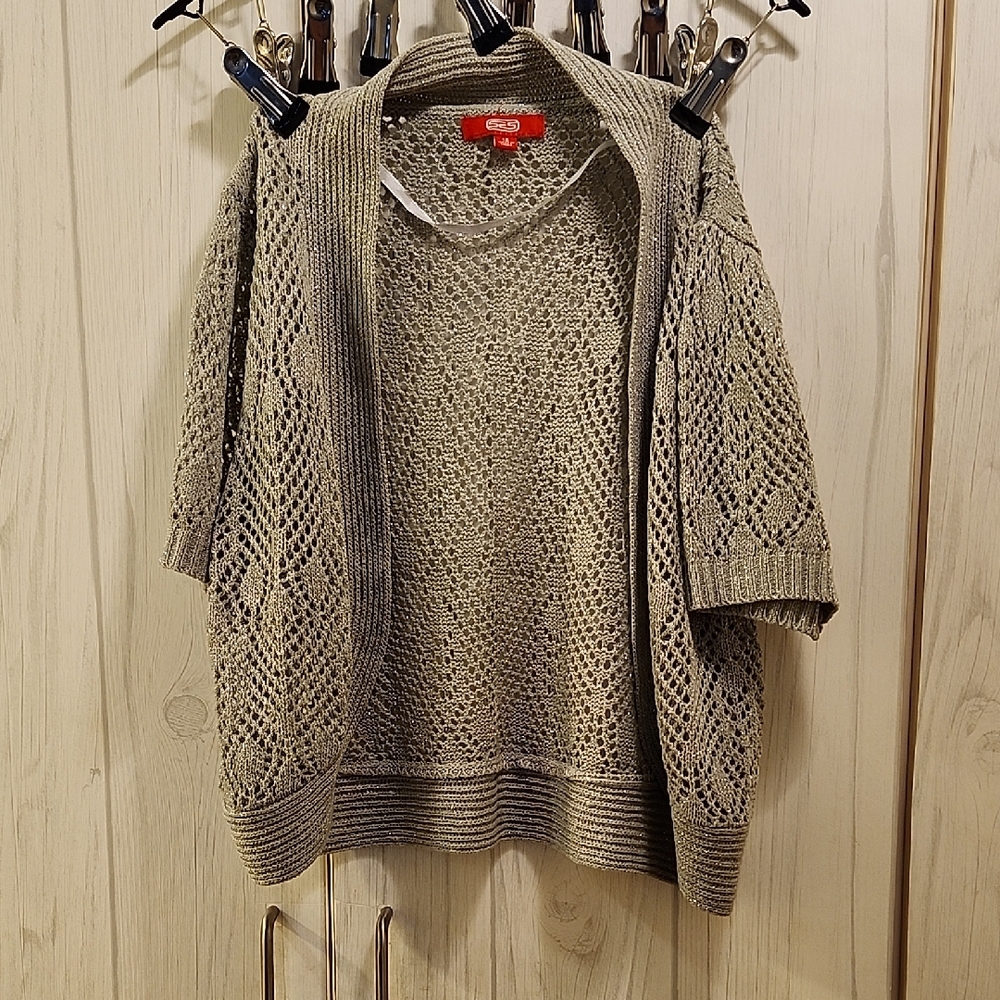 SAS Taupe Open-Knit Cardigan